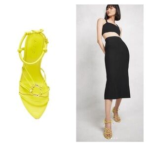 NIB AJE Mirage Leather Strappy Heel Sandal Size 7/37 Citrus Green